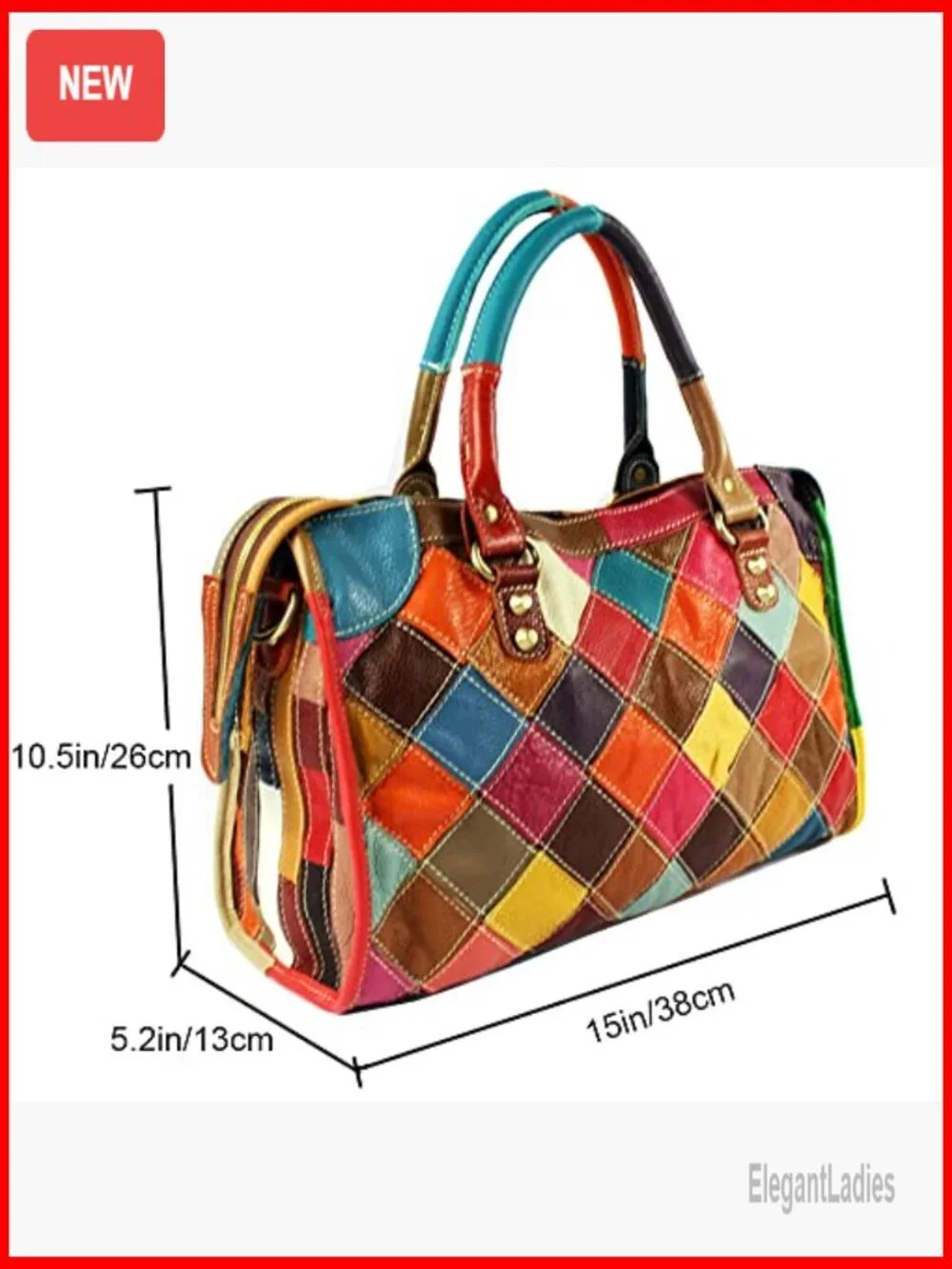Genuine Leather Hobo Tote Bag with 8 Pockets, Adjustable Strap, Travel Purse